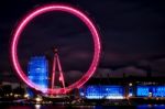 View Of The London Eye At Night Stock Photo