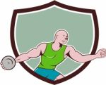 Discus Thrower Crest Cartoon Stock Photo