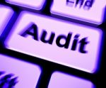 Audit Keyboard Shows Auditor Validation Or Inspection Stock Photo