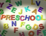Preschool Written In Kids Letters Stock Photo