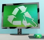 Recycle Icon On Computer Screen Stock Photo