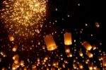 Balloon Lantern Fireworks Stock Photo