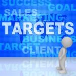 Targets Words Represents Projection Business And Aiming 3d Rende Stock Photo