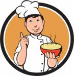 Asian Chef Noodle Bowl Circle Cartoon Stock Photo
