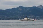 Vevey Steaming Along Lake Geneva Near Montreux In Switzerland Stock Photo