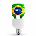 The Flag Of The Brazil On Energy Saving Lamp Stock Photo