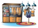 Cartoon  Illustration Interior Clothing Room With Separated Layers Stock Photo