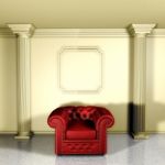 Red Armchair In Room Stock Photo