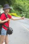 Hitchhiker Women Stock Photo