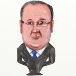 François Hollande President Of France Cartoon Stock Photo