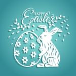Bunny And Egg For Easter Day Greeting Card Stock Photo