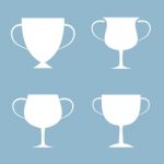 Trophy Cup Icon Set Stock Photo