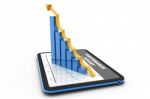 Digital Tablet With Rising Chart Stock Photo
