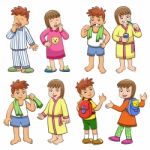 Illustration Of Boy And Girl Daily Morning Life Stock Photo