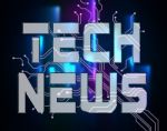 Tech News Shows Social Media And Electronics Stock Photo