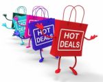 Hot Deals Bags Represent Shopping  Discounts And Bargains Stock Photo