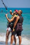 Avdimou, Cyprus/uk - July 25 : Learning To Kite Surf In Avidmou Stock Photo