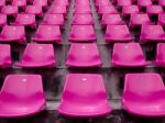 Pink Seats On Stadium Stock Photo