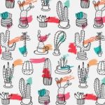 Hand Drawn Tropical Cactus Pattern Background Stock Photo