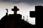 Gravestones And Crosses In The Christian Cemetery Stock Photo