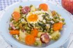 Traditional Green Peas With Egg Stock Photo