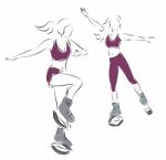 Women Exercising  With Kangoo Jump Shoes Stock Photo