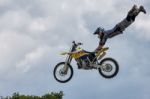 Stunt Motorcyclist At The Hop Farm In Kent Stock Photo