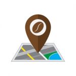 Coffee Pin On Coordinated Map Location  Illustration Stock Photo