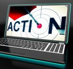 Action On Laptop Shows Motivation Stock Photo