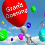 Grand Opening Balloons Shows New Store Launching Stock Photo