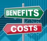 Benefits Costs Signs Represent Expenses And Compensation Stock Photo