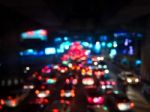 Blur And Blurry Of Traffic Jam And Many Car On Night At Bangkok Stock Photo