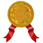 Gold Seal Red Ribbon 100% Stock Photo