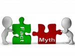 Fact Myth Puzzle Shows Fact Or Mythology Stock Photo