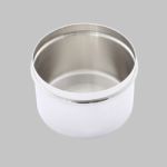 Stainless Cotton Wool Container Open On Gray Background Stock Photo