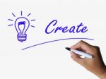 Create And Lightbulb Represent Innovation Imagination And Brains Stock Photo