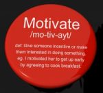 Motivate Definition Button Stock Photo