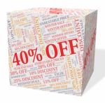 Forty Percent Off Indicating Reduction Words And Clearance Stock Photo