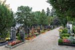 View Of The Graveyard At The Parish Church Of St. Georgen Stock Photo