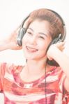 Beautiful Girl And Headphone Stock Photo