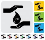 Human Hands Conserving Crude Oil Concept- Simple  Graphic Stock Photo