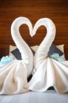 Love Concept Honeymoon Bed For Bedroom Decoration Stock Photo