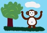Cute Monkey Cartoon Character Stock Photo
