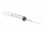 Blue Syringe Isolated On White Background Stock Photo