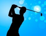 Golf Swing Represents Golfer Exercise And Golf-club Stock Photo
