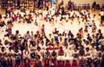 Blurred Crowd Of Childre In The Hall Stock Photo
