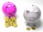 Two Piggybanks Savings Show Britain Banking Accounts Stock Photo