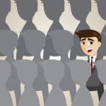 Cartoon Businessman Outstanding From Crowd Stock Photo