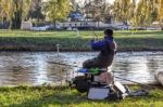 Fishing The River Great Ouse Ely Stock Photo