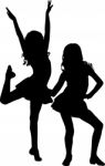 Dancing Silhouette Friends Stock Photo